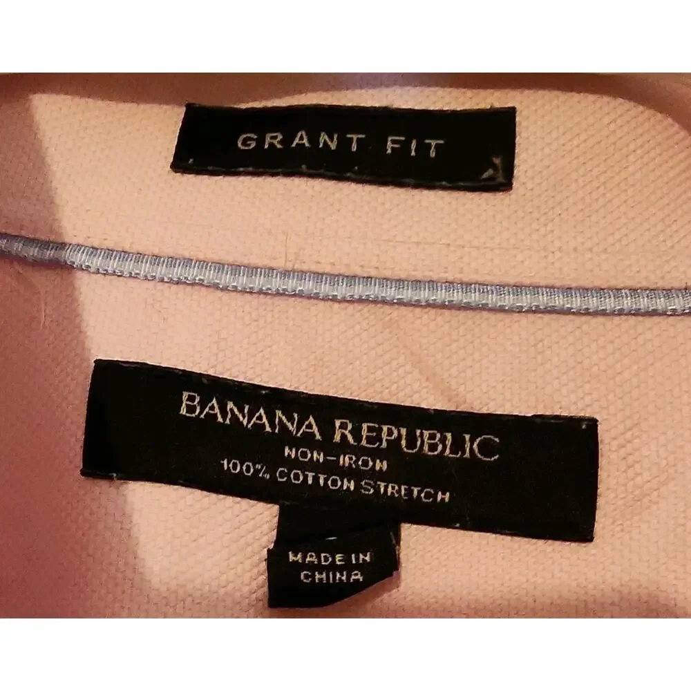 Banana Republic Grant Fit Pink Non-Iron Men's Dress Shirt L 16-16.5 34/35